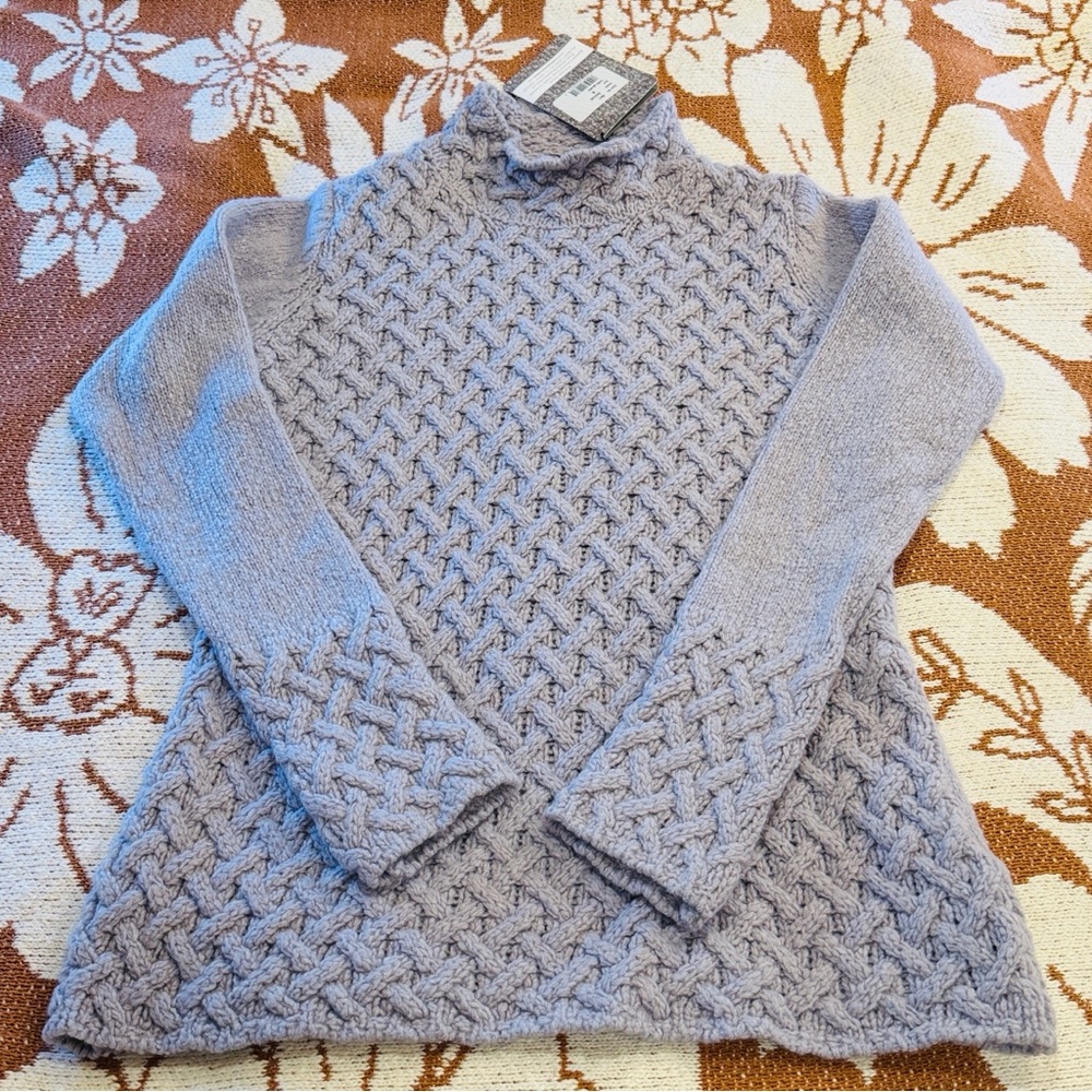 Lavender Skyline Grey Wool Cashmere Cable Knit Trellis Sweater Brand New w/Tags - Picture 3 of 14